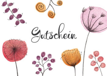 Geschenkgutschein als Karte mit Blumen zum Verschenken