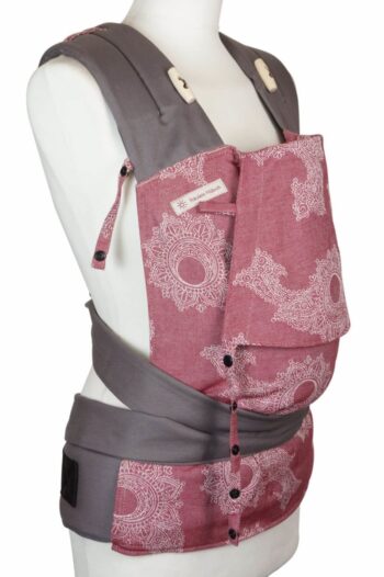 Babytrage Fräulein Hübsch Mei Tai Babysize Weinrot weiß florales Muster