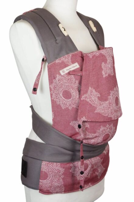Babytrage Fräulein Hübsch Mei Tai Babysize Weinrot weiß florales Muster