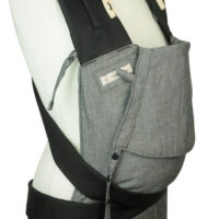 Babycarrier Mei Tai Babysize in Grey with black shoulderstraps