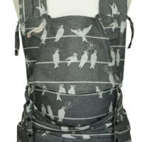 Babycarrier SoftTai Babysize in Anthracite with birds on a wire Frontview