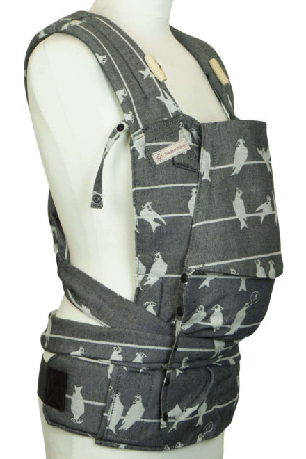 Babycarrier SoftTai Babysize in Anthracite with birds on a wire Sideview