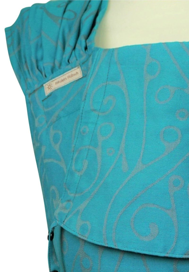 Babytrage Fräulein Hübsch WrapCon Toddlersize Türkis mit geschwungenem, grauen Muster