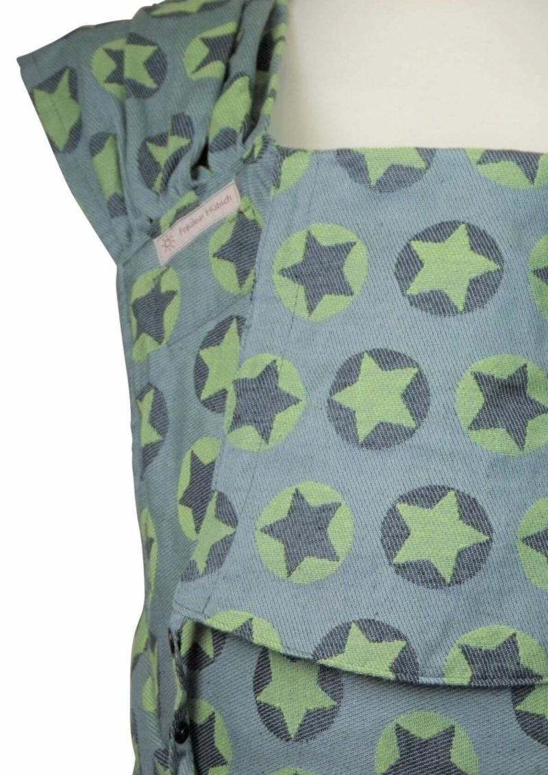 Babytrage WrapCon Toddlersize StarsAllOver Grün Babytrage Fräulein Hübsch WrapCOn Toddlersize Hellgrau mit grünen und dunkelgrauen Sternen