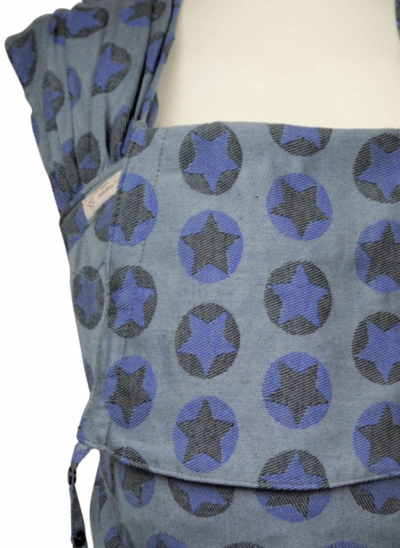 Babytrage Fräulein Hübsch WrapCon Toddlersize Hellgrau mit blauen und dunkelgrauen Sternen