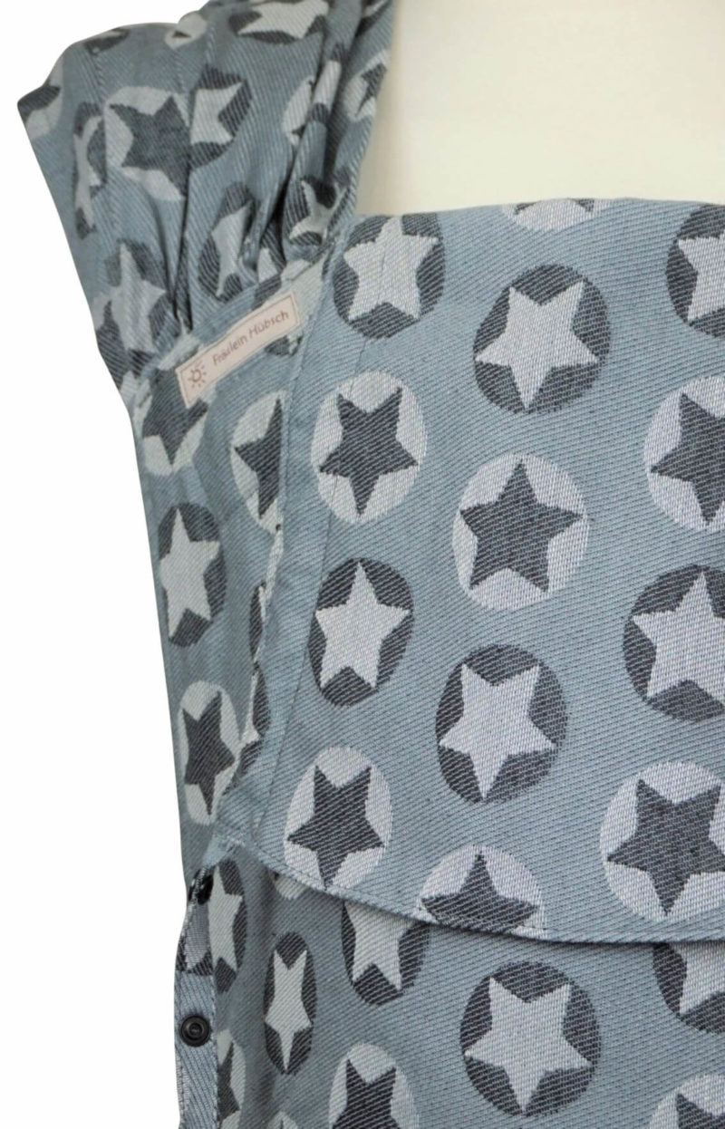 Babytrage WrapCon Toddlersize StarsAllOver weiß Babytrage Fräulein Hübsch WrapCon Toddlersize Hellgrau mit weißen und dunkelgrauen Sternen