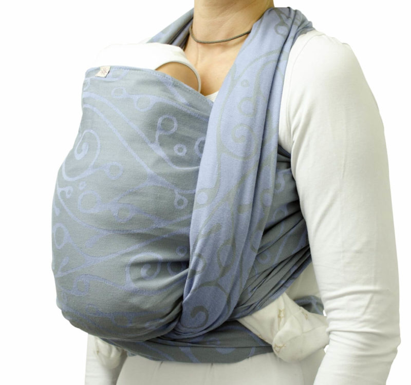 Tragetuch in Hellgrau und Eisblau mit Muster