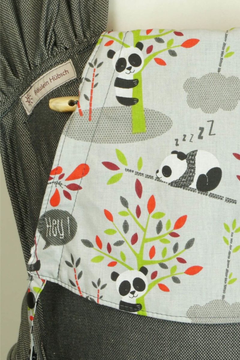 WrapCon Babysize Red Pandas detail Babtrage WrapCon Babysize in Dunkelgrau mit Pandas