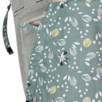 Fräulein Hübsch Babycarrier  Soft Tai Babysize Light Grey with Swallows and Leaves on Headrest