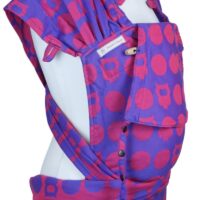 Babytrage Fräulein Hübsch WrapCon Toddlersize mit pinken Eulen auf blauen Hintergrund seitliche Ansicht