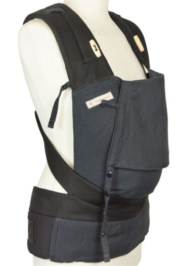 Babytrage Fräulein Hübsch Mei Tai Babysize Naturweiß mit Faultieren auf der Kopfstütze und beigen Trägern