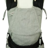 Babytrage Mei Tai Babysize komplett hellgrau mit schwarzen Trägern