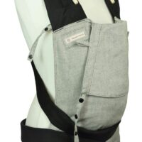 Babytrage Mei Tai Babysize komplett hellgrau mit schwarzen Trägern