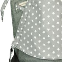 Babycarrier Mei Tai Babysize Grey with white stars and black shoulder straps