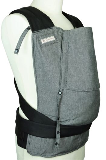 Babycarrier Mei Tai Toddlersize in Grey with black shoulderstraps