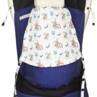 Babycarrier Mei Tai Toddlersize in Blue with Rainbows and Rabbits