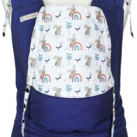 Babycarrier Softi Tai Toddlersize in Blue with Rainbows and Rabbits Front