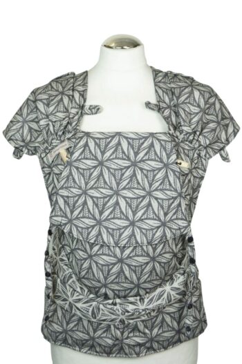 Babytrage Fräulein Hübsch WrapCon Babysize dunkelgrau mit floralen Motiv Detailansicht