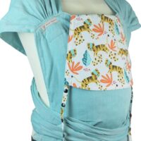 Baby carrier Fräulein Hübsch WrapCon Toddlersize Turquoise carrier with tigers and leaves on the headrest
