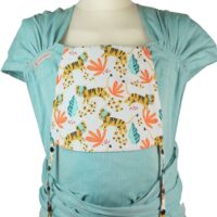 Baby carrier Fräulein Hübsch WrapCon Toddlersize Turquoise carrier with tigers and leaves on the headrest