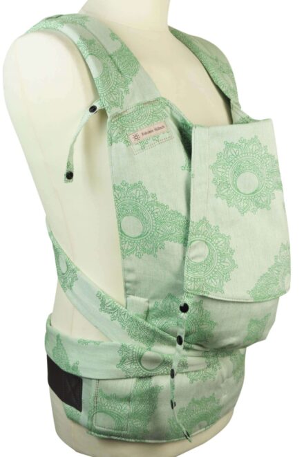 Babytrage Fräulein Hübsch Soft Tai Babysize Grün und Weiß mit floralen Muster