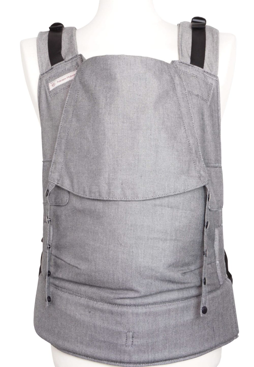 Fräulein Hübsch Babytrage Fullbuckle in Dunkelgrau in Frontalansicht