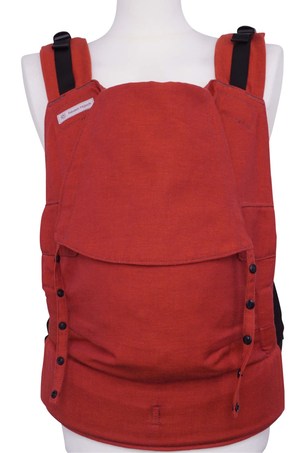 Fullbuckle Onesize Terracotta Frontal Fräulein Hübsch Babytrage Fullbuckle in Terracotta-Rot in Frontalansicht